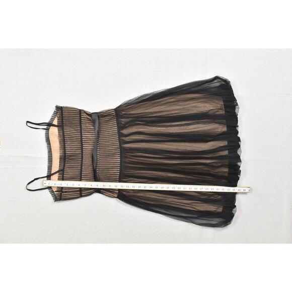 BCBGMAXAZRIA Black Mesh & Nude Pleated Mini Dress Regular Size 6 - Picture 3 of 8